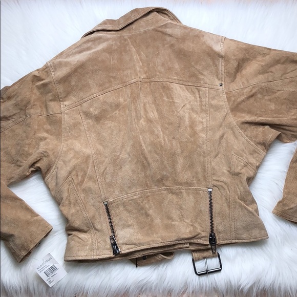 BLANK NYC SUEDE LEATHER MOTO DESERT SAND JACKET - Picture 4 of 8